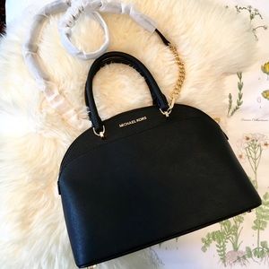 Michael Kors Emmy Large Dome Satchel Black NWT